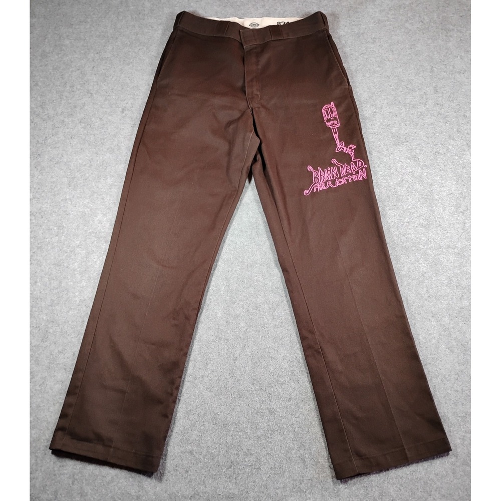 Dickies x‎ Brain Dead 874 Fabrication Work Pants Brown Pink Graphic Mens 33x31